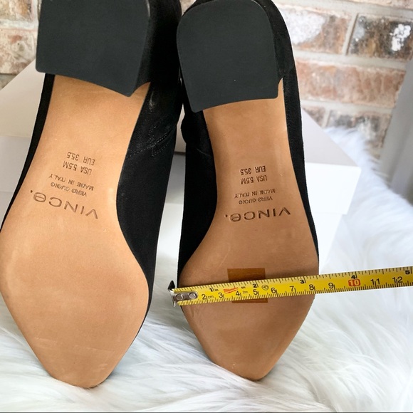 Vince Larica Suede Block Heels Booties Black 5.5M - Picture 9 of 12